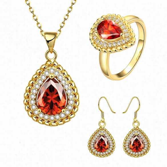 S047-a Fashion 18k Environmental Alloy Anti Allergy Zircon Jewlry Set