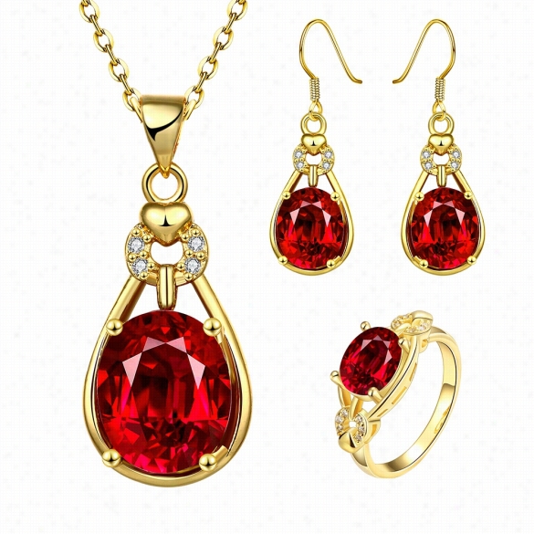 S051-a Fashion 18k Environmental Alloy Anti Allllergy Zircon Jewelry Set