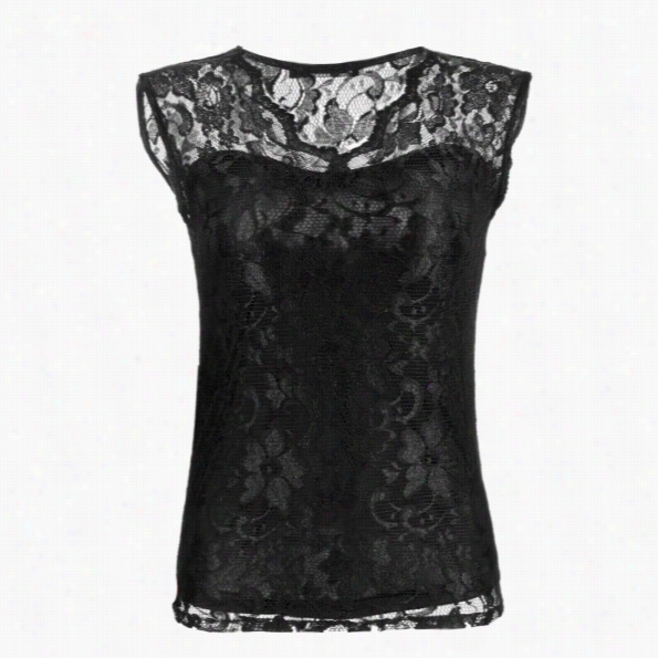 Stylisb Lady Women's Casuall Slim Sleeveless V-neck Sexy Blouse Graceful Retro Lace Tops Shirst