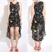 Elegant Women's Stylish Printing Asymmetric Chiffon Long Tank Dress