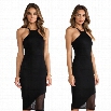 Fashion Ladies Women Sexy Strap Patchwork Stretch Bodycon Package Hip Party Pencil Dress
