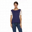 Meaneor Women Fashion O-Neck Lace Splicing Short Sleeve Casual T-Shirt Blouse