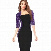New Women Vintage Lace Slim Fitting Mid-long Sleeve Business Evening Party Dress