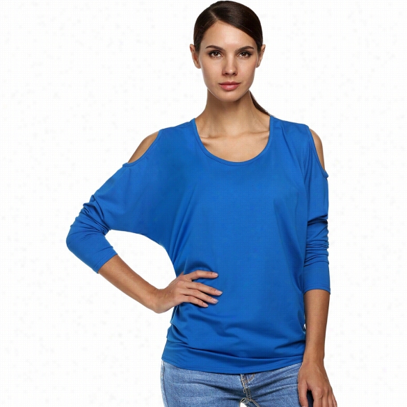 Zeagoo Korean Stylish Ladies Women O Neck Batwin G Sleeve Off Shoulder Top Solid B Louse Shirt