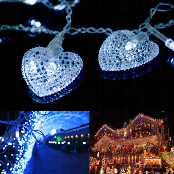 3.5m White 16 Hearts 100 Led String Fairy Holiday Lights For Party Xmas Weddd Ing