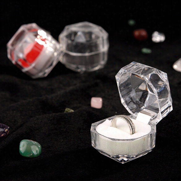 3pcs Transp Arent Acrylic Clear Storage Gift Pakcage Boxes Case Against Ring Jewelry