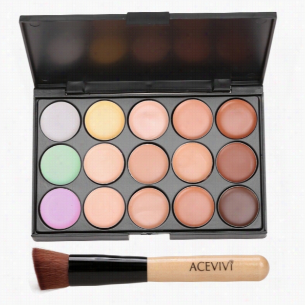 Acevivi 15 Flag Makeup Facecream Concealer Paettee + Powder Brush