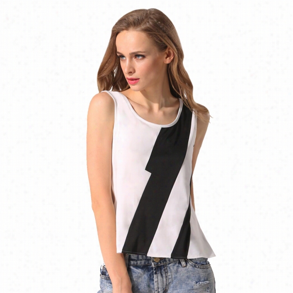 Acevog Stylish Ladies Women Casual O-neck Sleeveless Patchwork Tank Tops