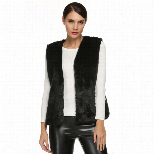 Acevogw Prognostic Fashion Sleeveless Casual Faux Fur Vestw Arm Coat Outwear