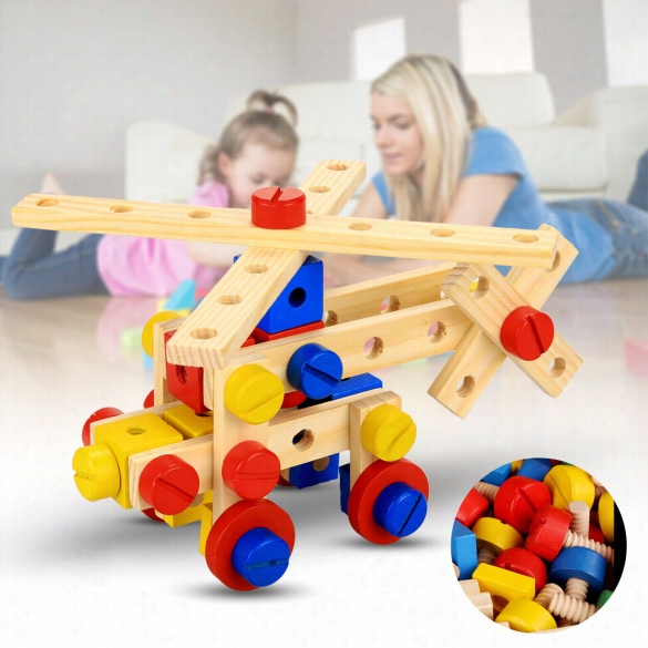 Arshiner Baby  78 Pcs Mullti Functional Wooden Nuts And Bolts Combination Toys Buioding Construction Set