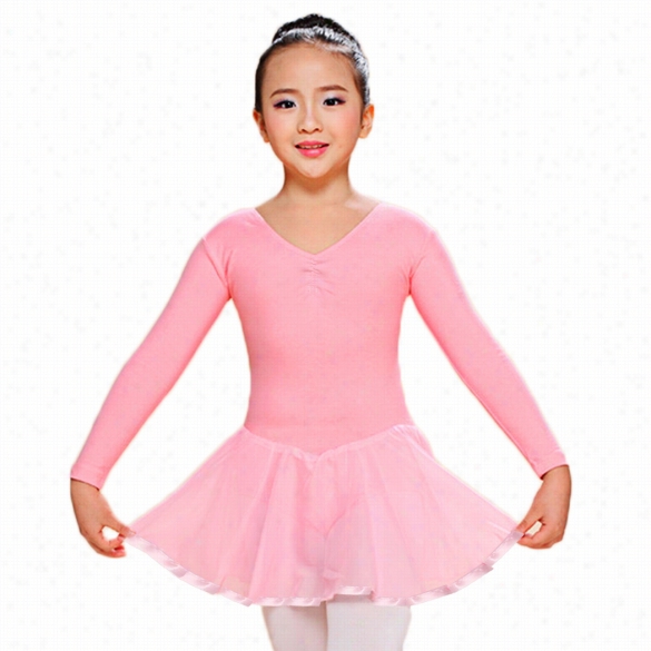 Arshiner Children Girl Kid Long Sleeve Ballroom Ballet Dance Skate Jumpsuit Dress