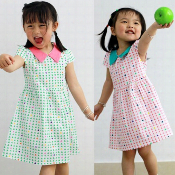 Arhiner Cute Kids Girls Wezr Peter Pan Ring Ca Sleeve Hgih Waist Print A-line Dress