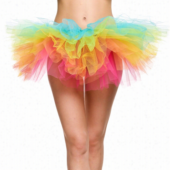 Avidlove Women Ladies Sexy Elastic  Waist Multi-layers Multi-colors Casual Party Club Mesh Tutu Skirt Mini Ball Gown