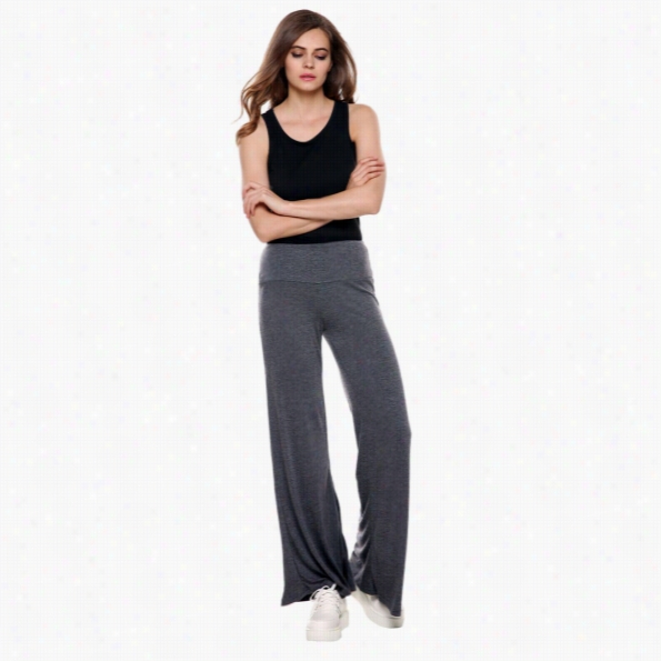 Casual Women High Waist Stretch Wide Leg Long  Pants Solod Sport Yoga Loose Trousers