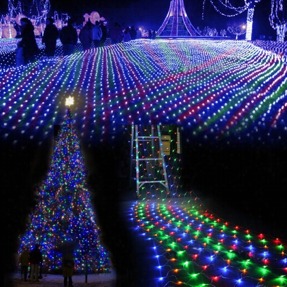 Colorful 100 Led Net Mesh Fairy Lights Twinkle Lighting Christmas Wedding Party Us"110v