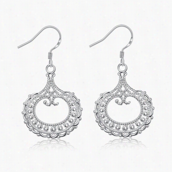 E004 Fashion New Style 925 Silver Plated Earrings Jewelry Free Shipping