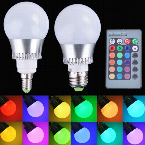 E27"e14 5w Rgb Led Light Color Chaning Lamp Bulb 85-265v With Remote Control Nev