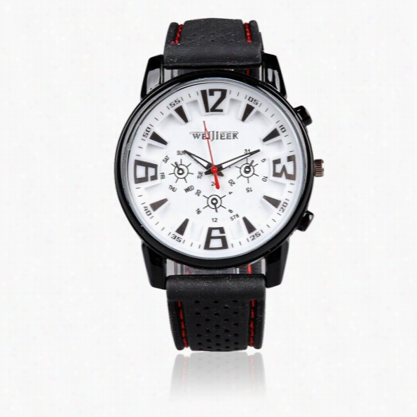 Fashion Military Leisure Quartz Personality Silicon Black White Wristw Atch