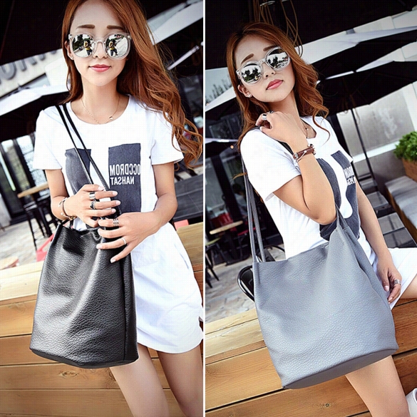 Gentility Women Soft Shouder Bag Solidb Ucket Bag Messenger Tote Bag