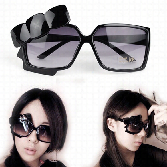 Fashion Women's Girls Dot Bow Knot Black Sunglsases Stylish Super Star Pattern Glasses Goggles