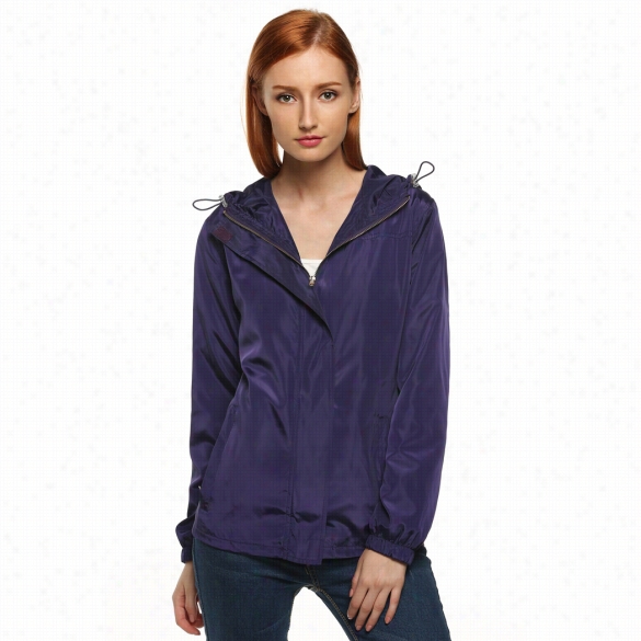 Meaneor Women Outdoor Casual Long Sleeve Hooded Waterproof Windbreak Jerkin Tops