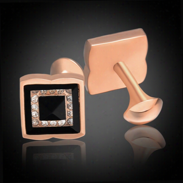 Men Fashion Square Brass Resin Zircon Wedding Party Gift Cufflinks God"silver