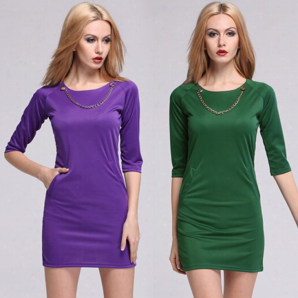 New Fashion Styl Ish Office Lady Women's O-neck Above-nkee Slim Bodycon Sexy Dress