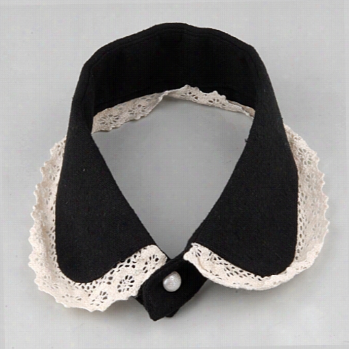 New Women Ladies Wool Blend Lace Decor Soft Detachable Fake Decor Round Collar O-nekc Choker