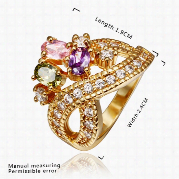 R436 Wholesale Boastful Qualityynickle Free Anntiallergic New Fashion Jewelry 18k Real Gold Plated Ring For Women Free Shippinb