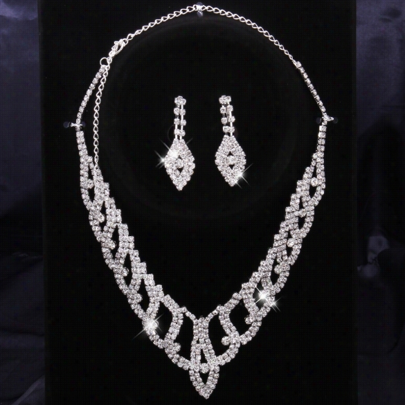 S010free Shipping Rhinestone Cystwl Jewelry Offer For Sale Fashion Crystal Earrings+neckalce Set Wedding Jewelry Sets