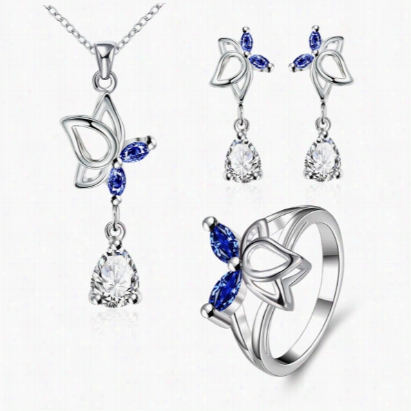 S061-b Fashion Plain 925 Silver Plated Jewelry Sets For Sae Free Sihpping