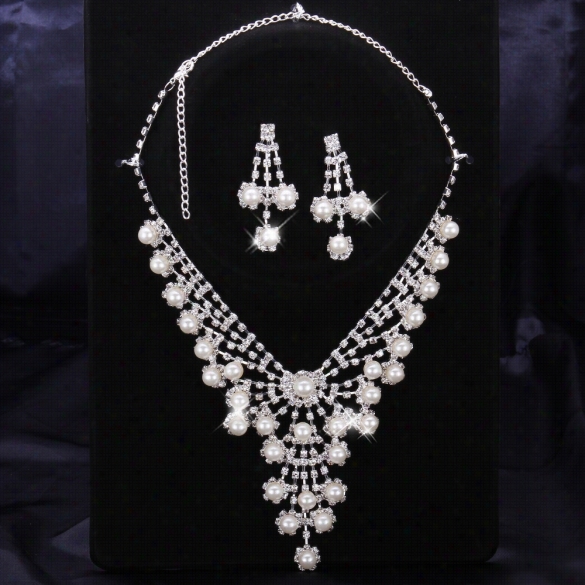 S021free Shipping Rhinestone Crystal Jewelry Set Fashion Crystal  Earrigs+neckalce Set Wedding Jewelry Sets