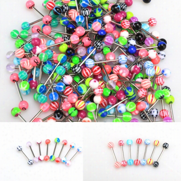 Sexy 150pcs Colorful Ball Assorted Tongue Ring Ar Barbbell  Jewelry Piercing