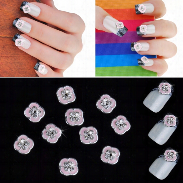 Silver Nail Art Glitters Slices Diy Decoration Alloy Rhinestones 10pcs