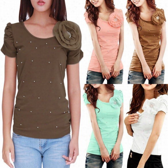 Stylish New Fash Ion Lady Women Short Sleeve Leisure O-neck Top Blouse