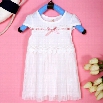 New Kids Girl's Round Neck Bow Short Sleeve Cute Party Wedding Birthday Dress