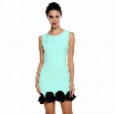 Stylish Lady Women's Casual O-neck Sleeveless Hem Line Ruffles Mini Tank Dress