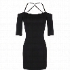 Stylish Lady Women's Fashion Casual Strap Off-shoulder Backless Medium Sleeve Mini Straight Dress