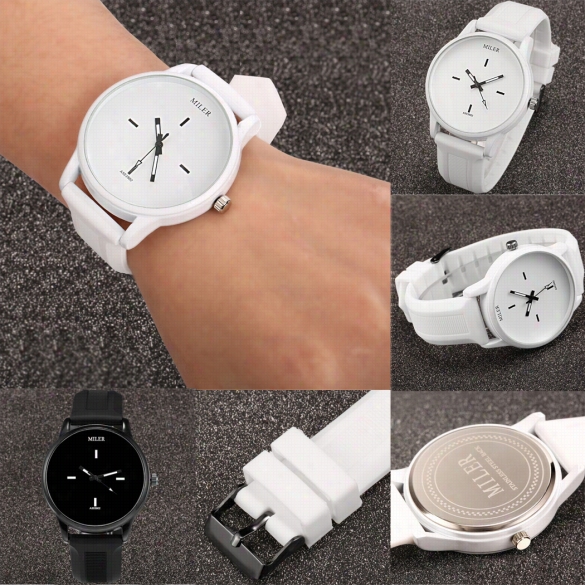 Women Men Unisex Fashion Silicon Watchband Large Dial Quartz Analog Casual Wrist Watch