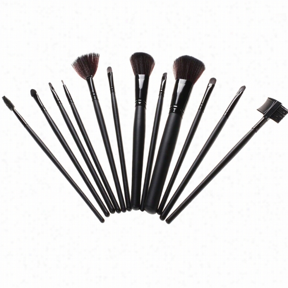 12 Pcs Rofessional Makeupp Cosmetic Brushes Set Tools With Canvas Drawstrign Bag