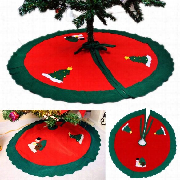 90cm Christmas Tree Skirt Xmas Tree Apron Christmas Scene Decodation Printed