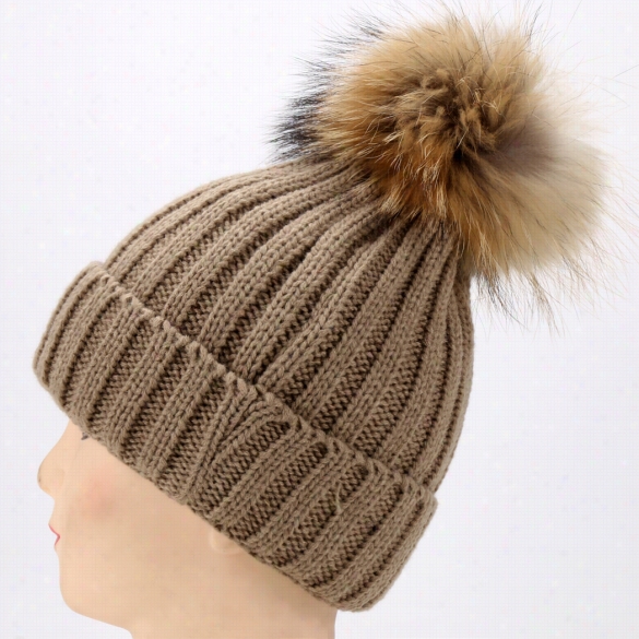 Adult Women War Winter Knit Snow Ski Beanie  Faux Fur Slouchy Soft Solid Cap Crochet Hat