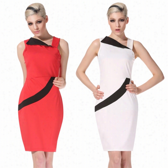 Angvns Stylish Lady Women's Fashion Sleevelses Uncertain Nec Ksexy Slim Casual Dress