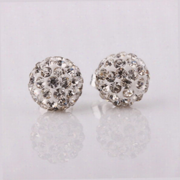 E025nickle Fr Ee Factory Price Free Shipping Wholesale Fashion Silverr Crystal Earrings Shamballa Jewelry For Women