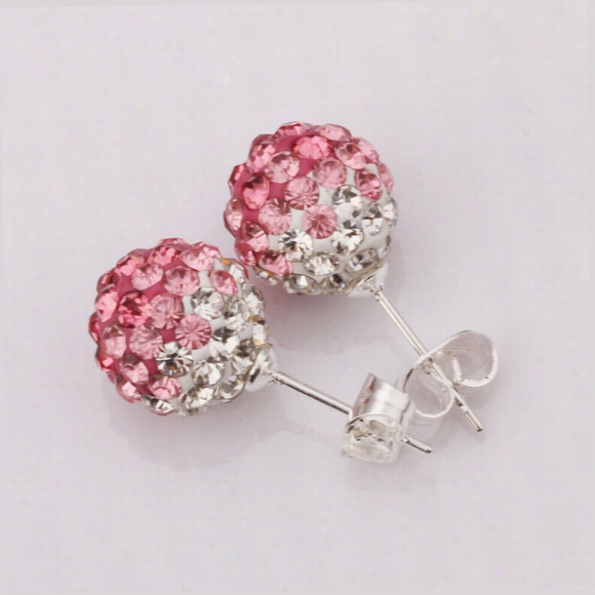 E099ni Ckle Free Factory Price Free Shipping Wholesale Fahsion Silverr Crystal Earings Shamball Jewelry For Owmen