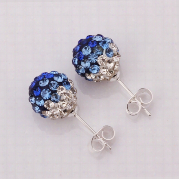 E104nickle Free Factory Price Free Shipping Wholesale Fashion Silverr Crystal Earrings Shamballa Jewelryf Or Women