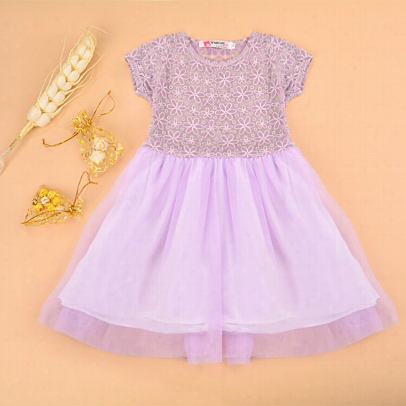 Fashio N Kids Girl Wear Short Seeve Gauze Patchwork Wedding Party Dress