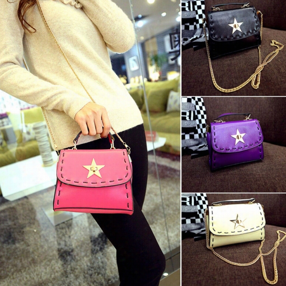 Fashionkorean Style Purec Olor Strkng Pentagram Lock Catch Waterpoof Cross Bag