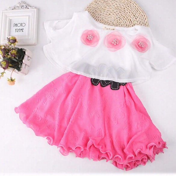 Kids G Irl Wear Short Seeve Off Shoulder Patchwork Contr Ast Color Ruffle Hem Dress With Belt