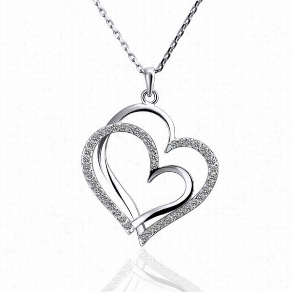 N498 Wholesale Nickle Free Antiallergic 18k Real Gold Love  Double Heart Endant Necklace For Women Unobstructed Shipping